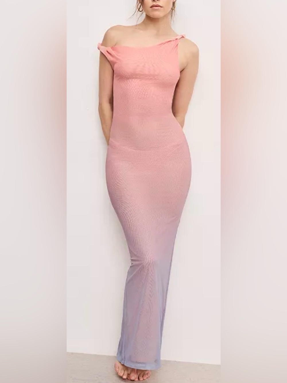Good American Women's Ombré Mesh Twist Dress Cover-Up NWT Size L